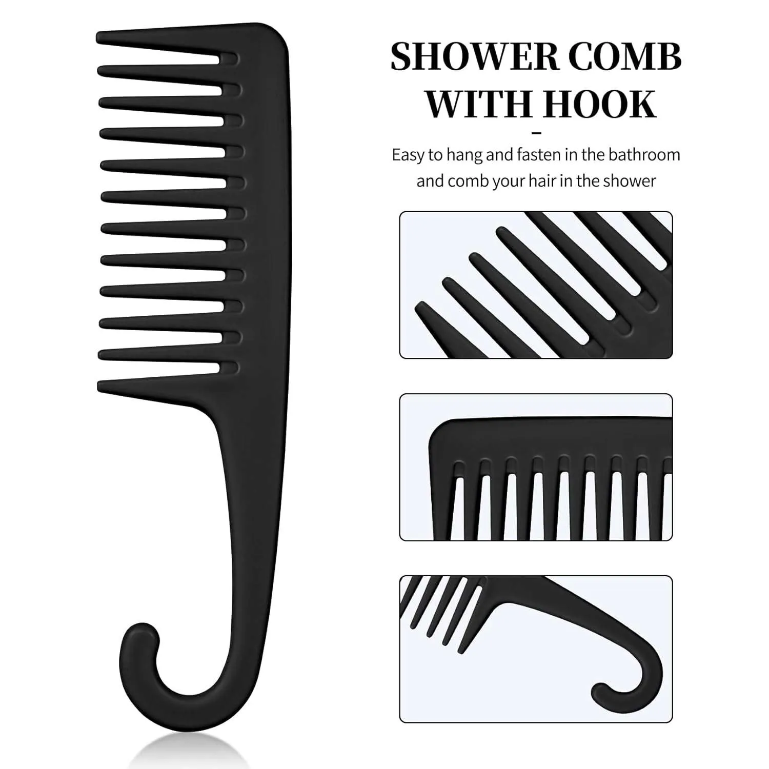 Black Wide Tooth & Detangler Comb Set 3PCS