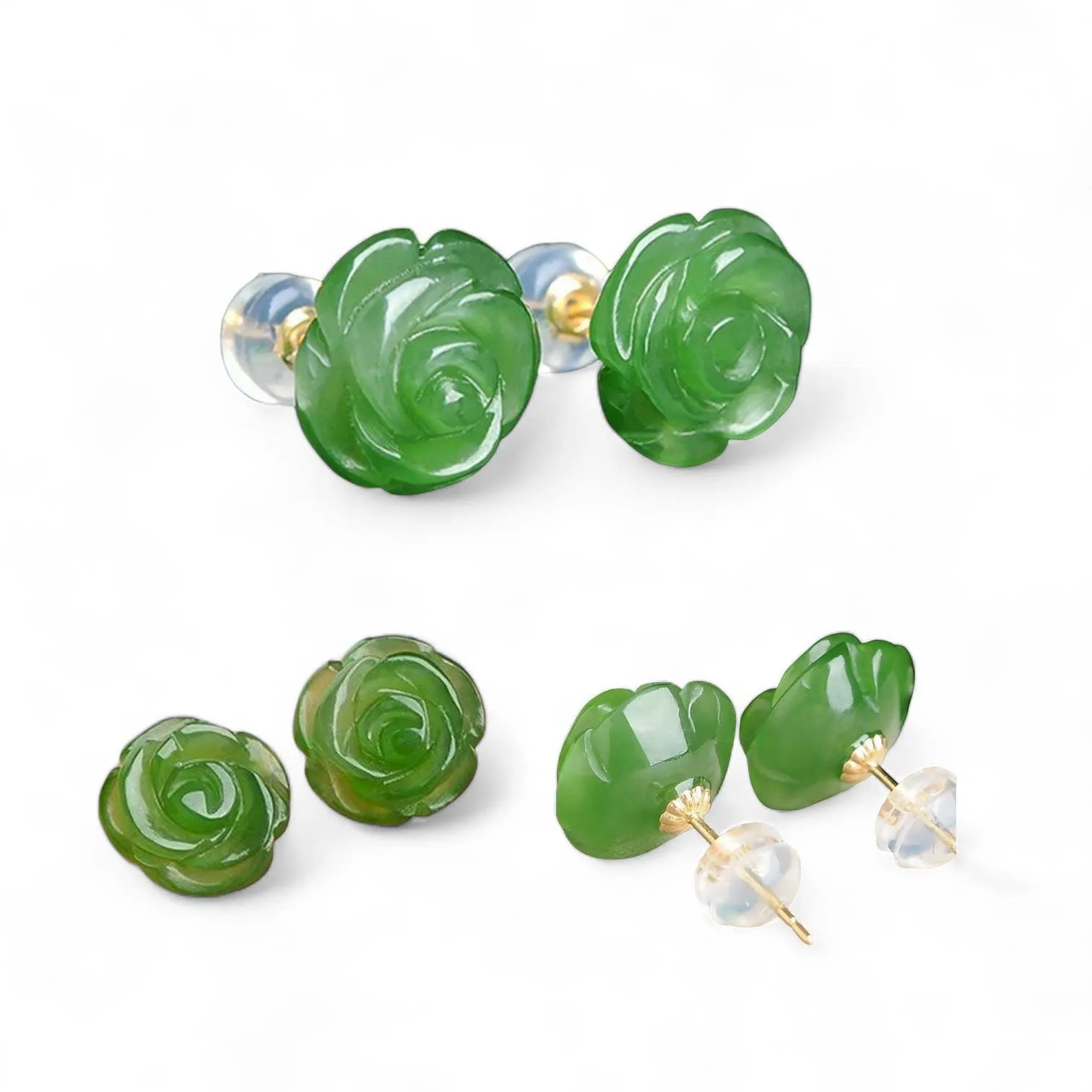 BLING Jade Color Dainty Stud Earrings