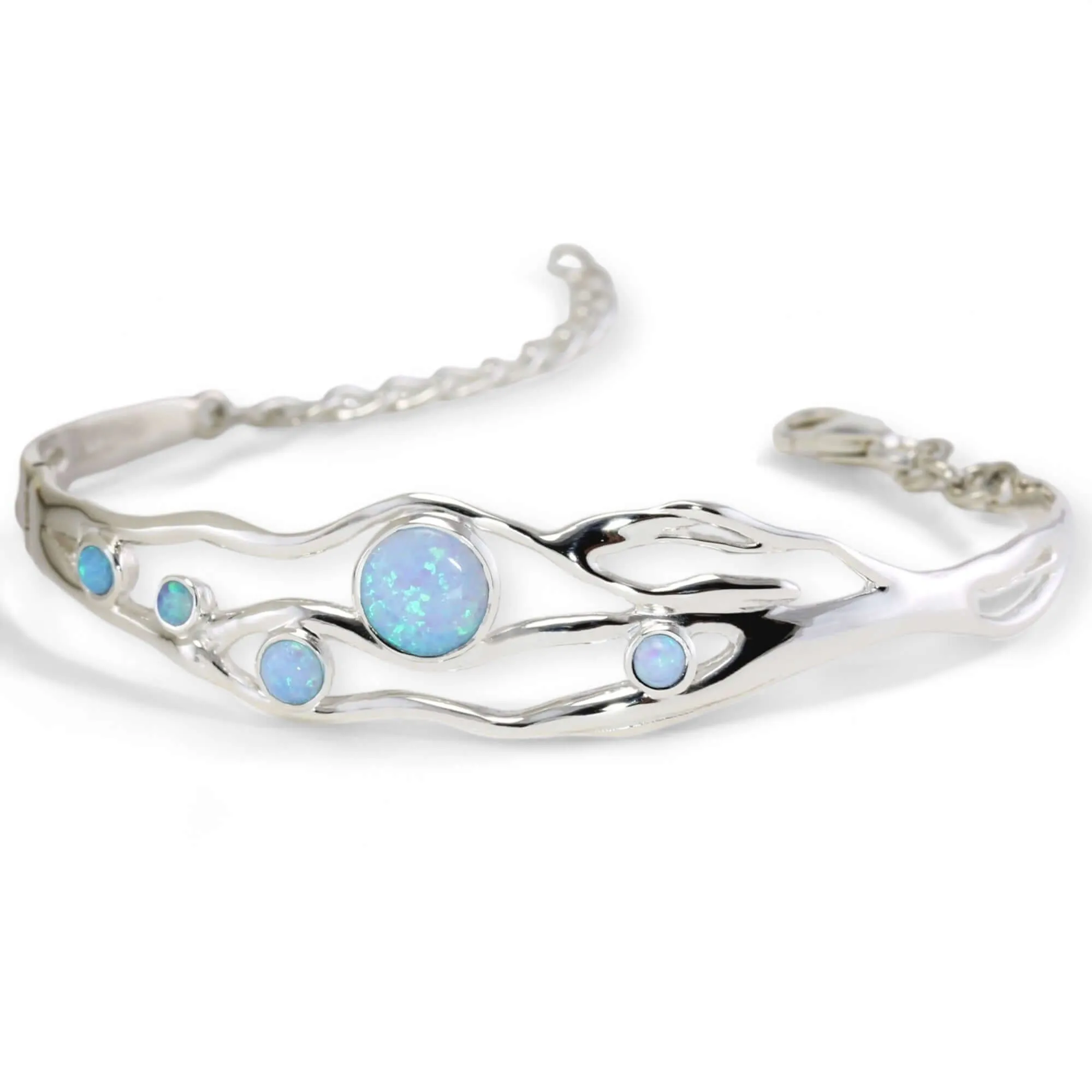 Blue and White Opal Organic Bracelet