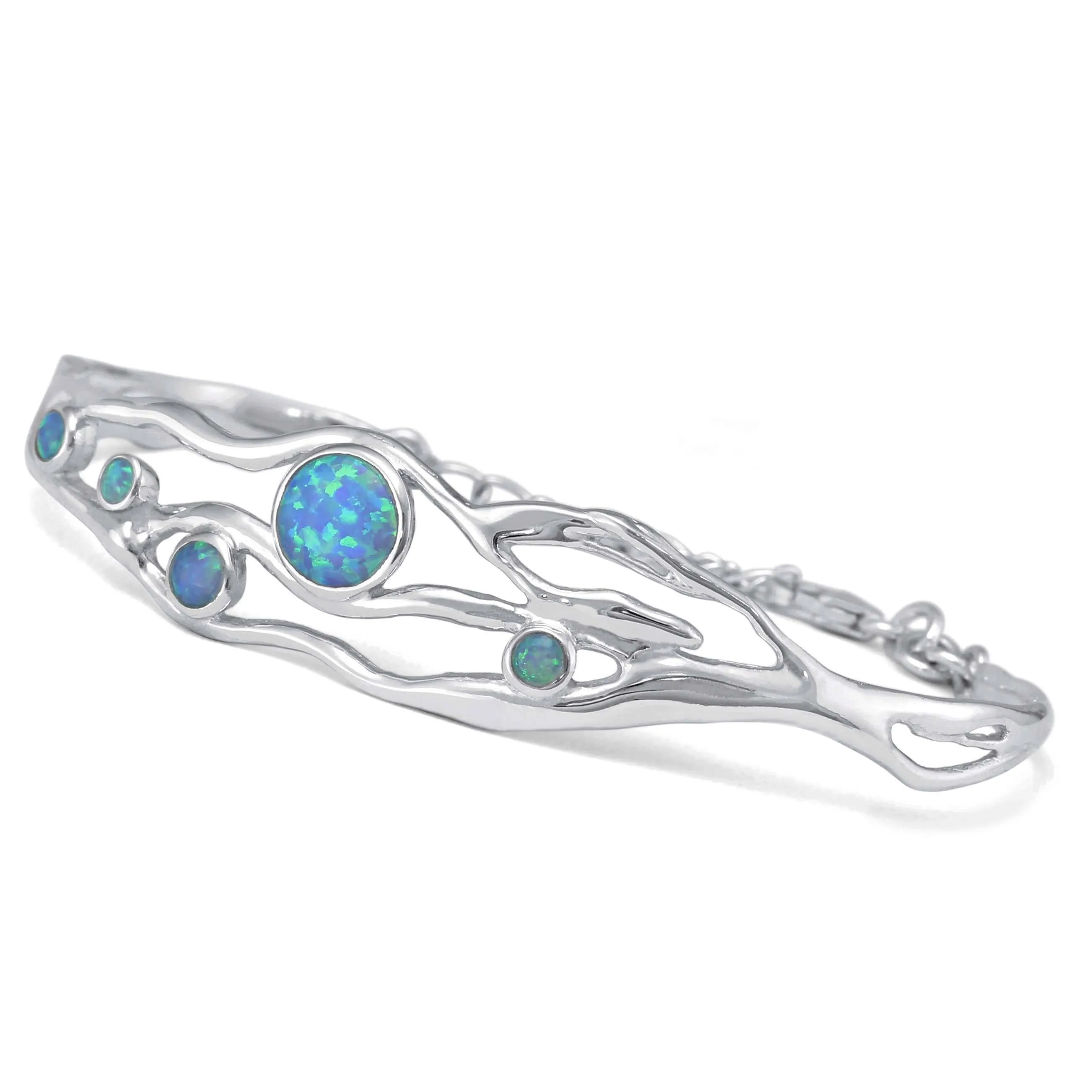 Blue and White Opal Organic Bracelet