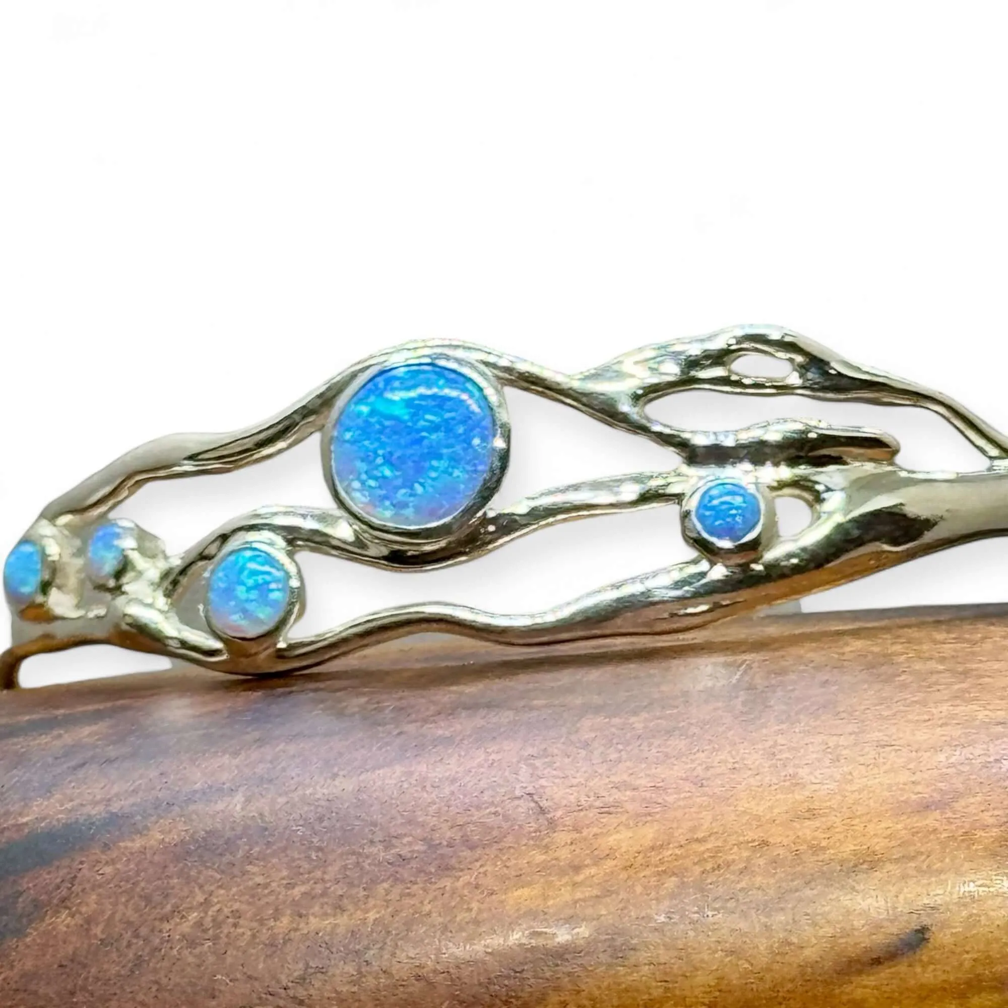 Blue and White Opal Organic Bracelet