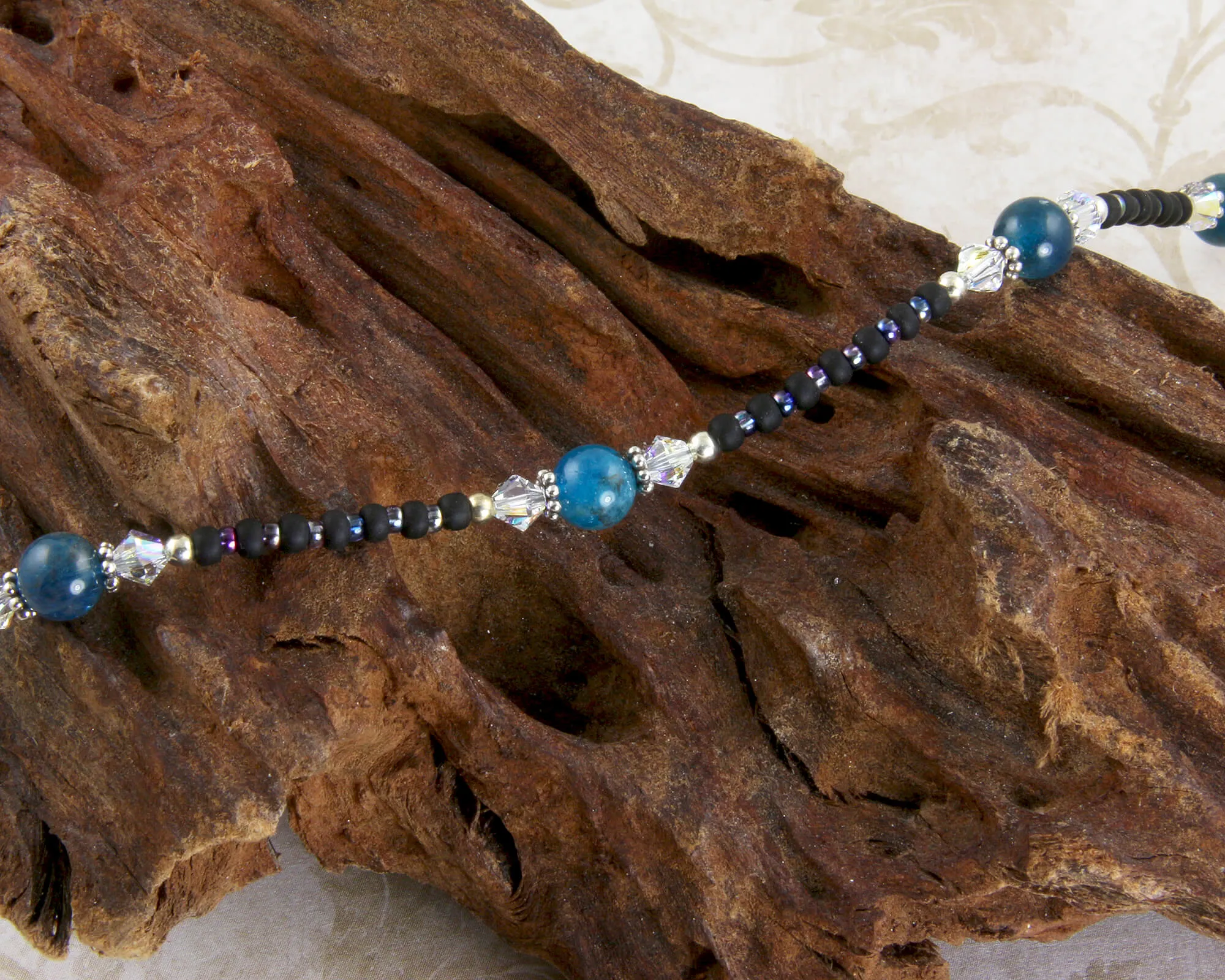 Blue Apatite Gemstone Beaded Anklet