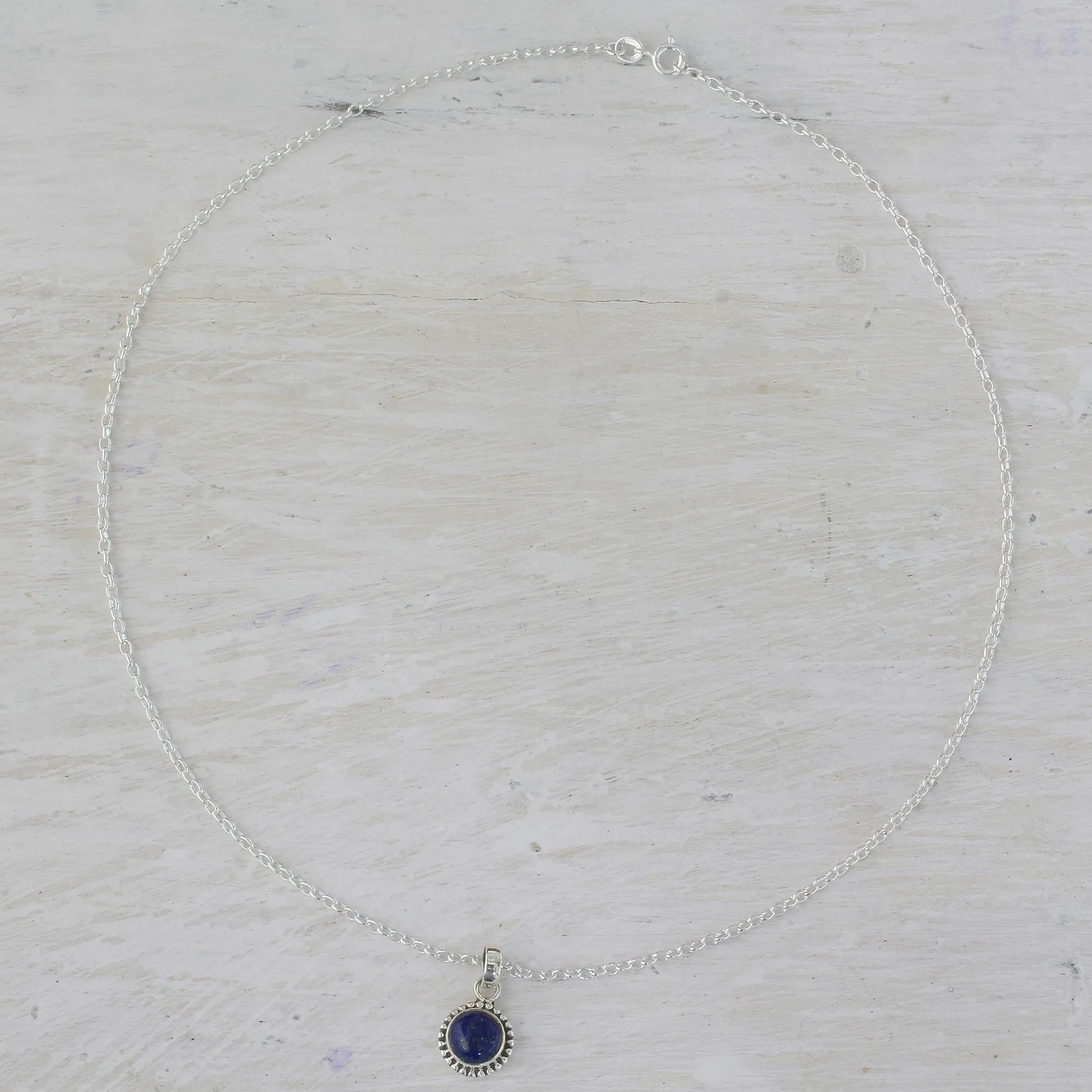 Blue Globe Sterling Silver Pendant Necklace