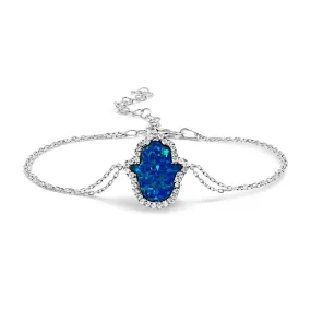 Blue Hamsa Opal Bracelet for Women