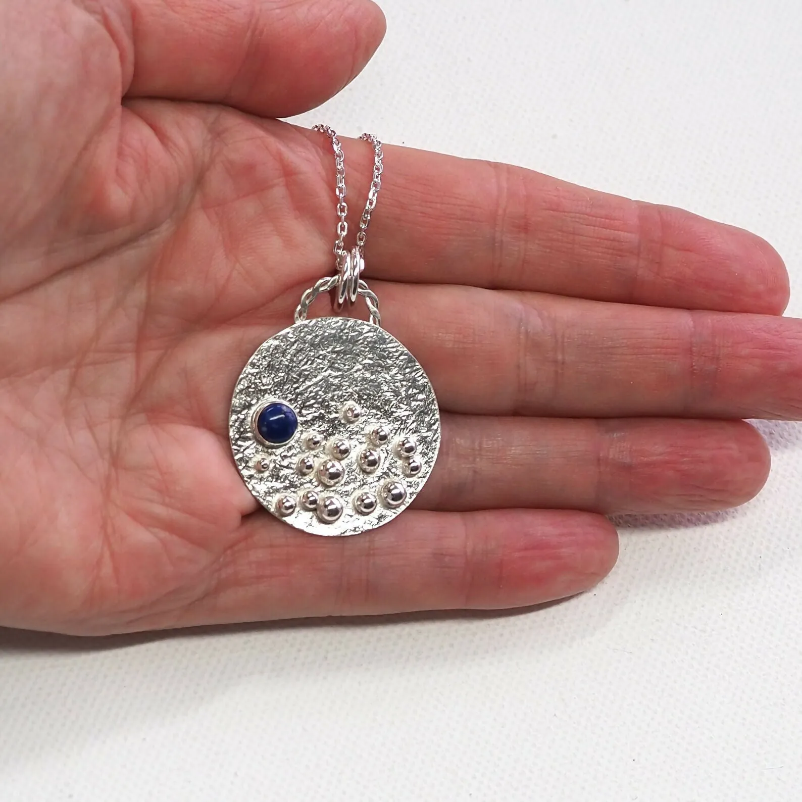 Blue Moon - Large Silver Statement Necklace Pendant