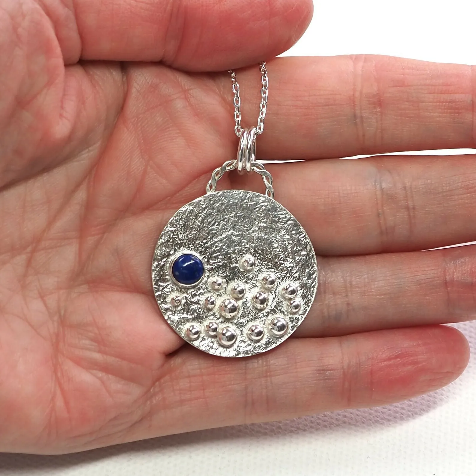 Blue Moon - Large Silver Statement Necklace Pendant