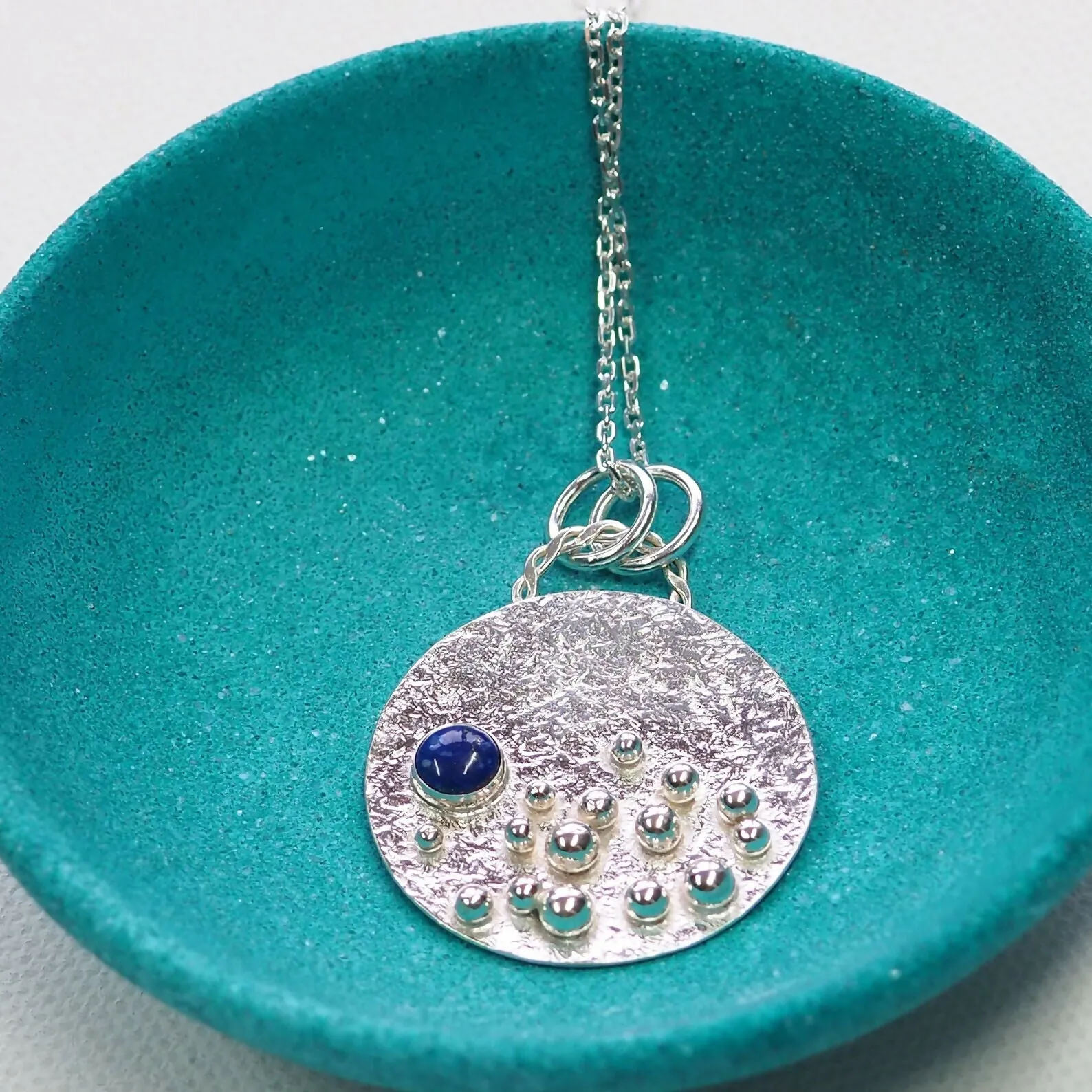 Blue Moon - Large Silver Statement Necklace Pendant