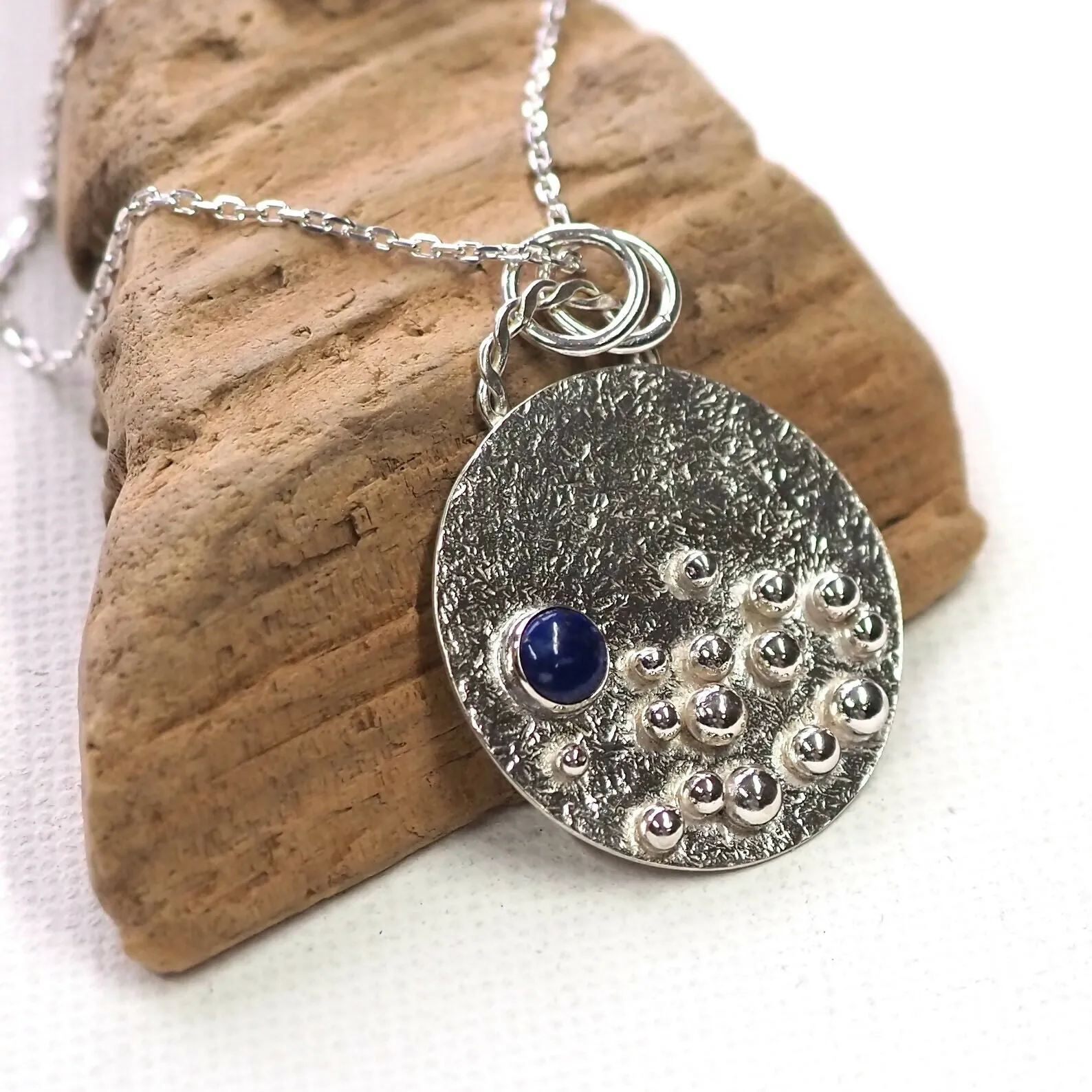 Blue Moon - Large Silver Statement Necklace Pendant