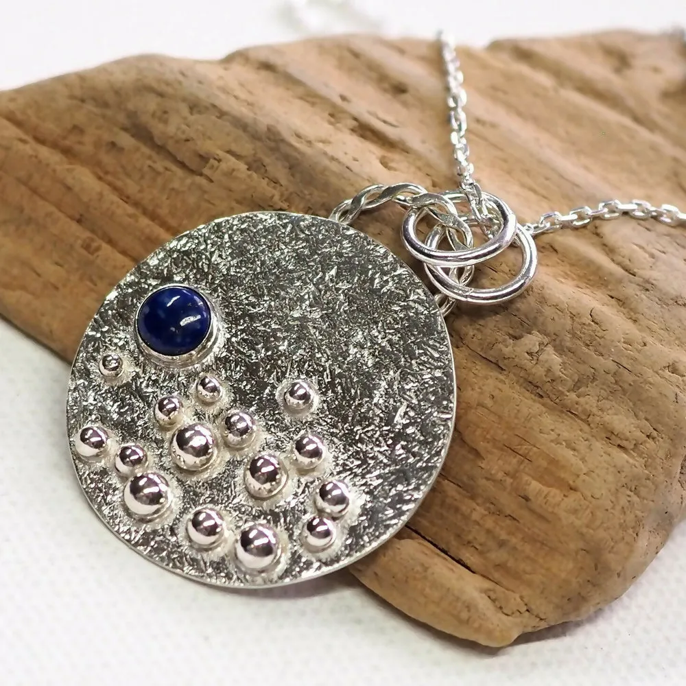 Blue Moon - Large Silver Statement Necklace Pendant