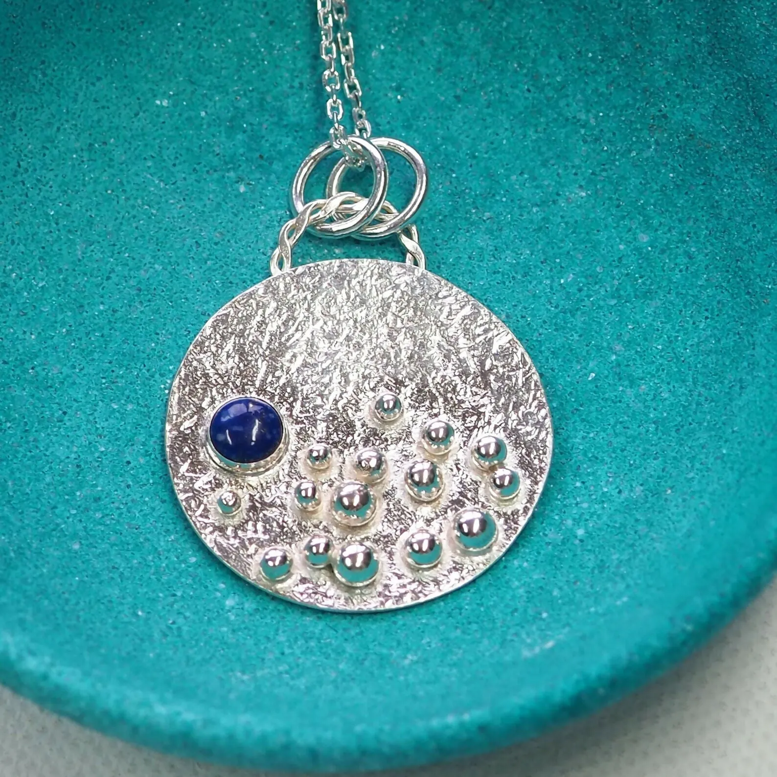 Blue Moon - Large Silver Statement Necklace Pendant