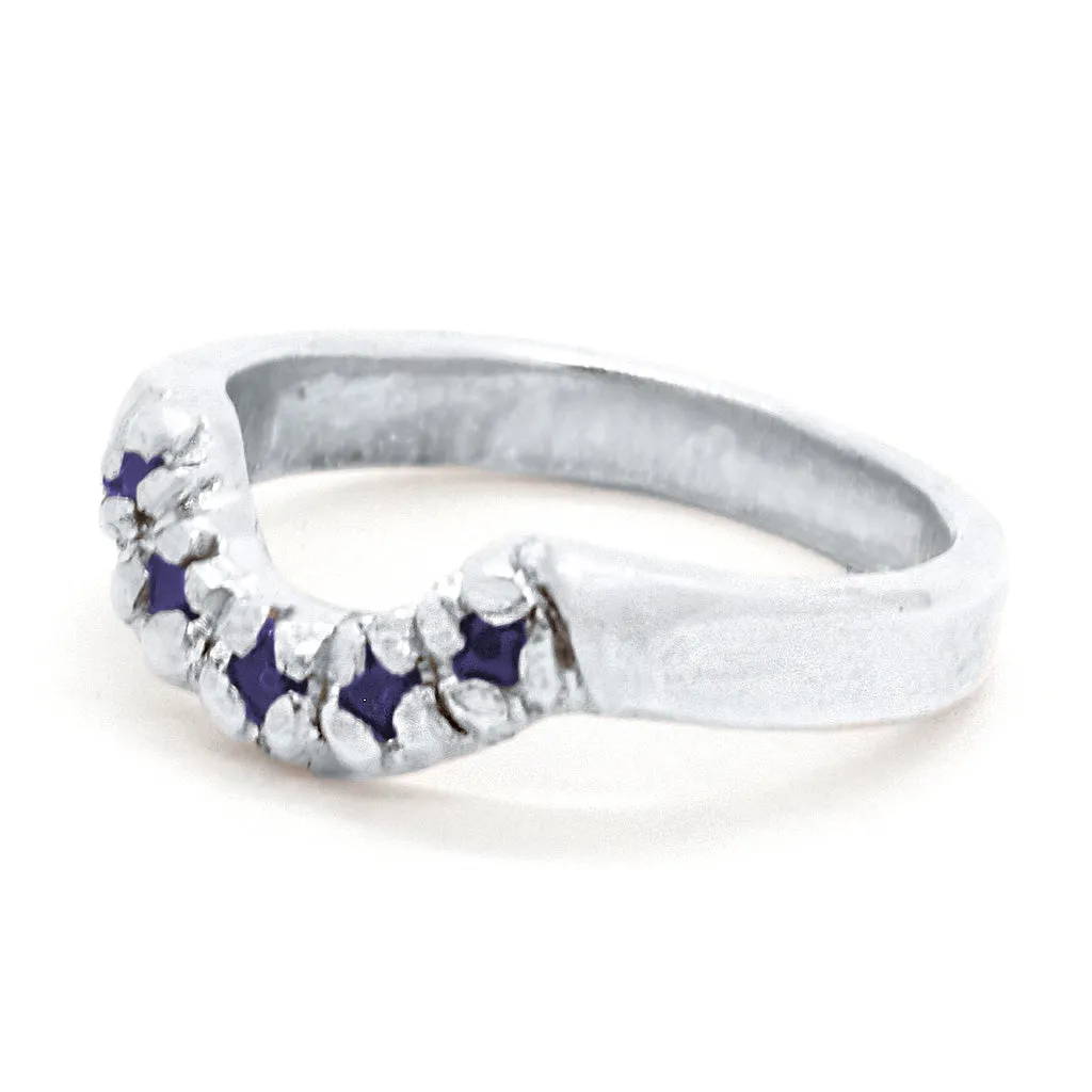 Blue Sapphire Half-Round Ring (size 6)