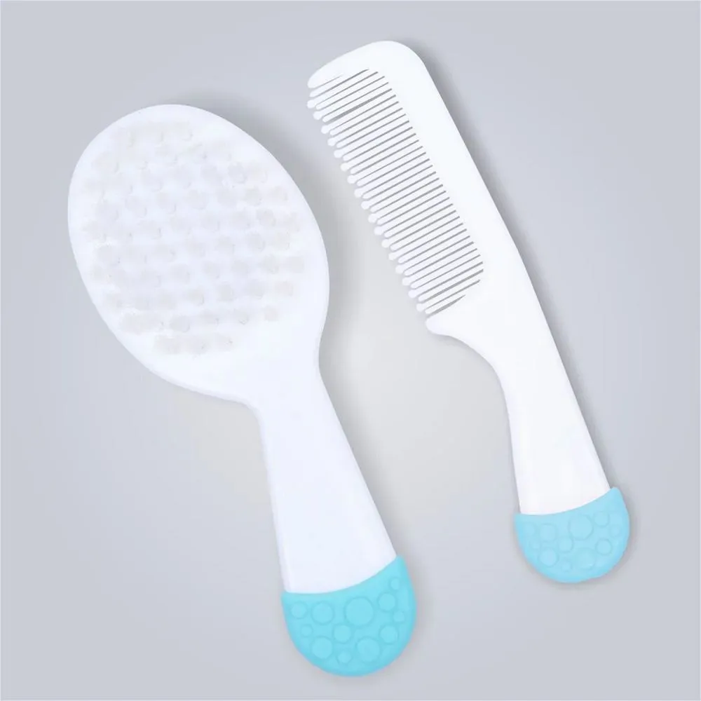 Blue Soft & Gentle Comb And Brush Grooming Set