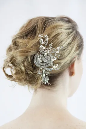 Bridal Silver Pearl Hair Clip