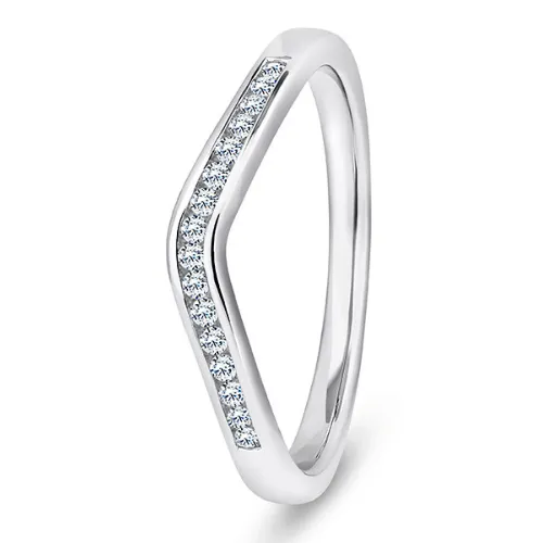 Brilliant Cut Wave Channel Set Light Band 0.10ct