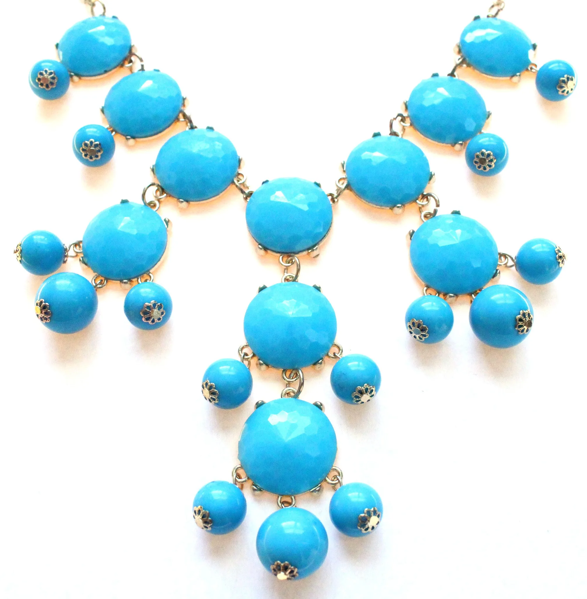 Bubble JEWELED Statement Necklace- Light Turquoise