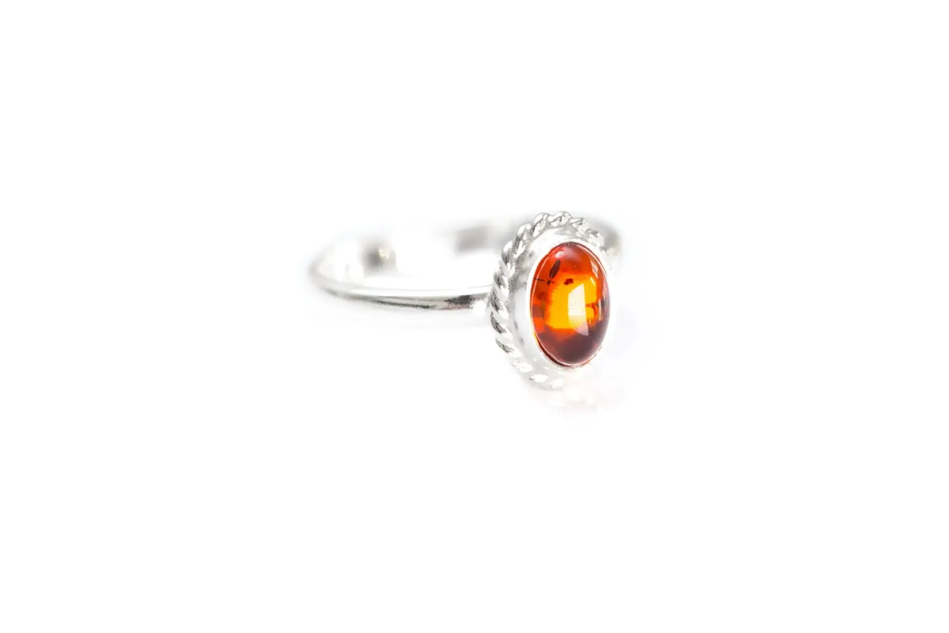 Buy Mini Amber Quintessence Ring - Classic Solitaire Ring with Fiery Amber Centrepiece