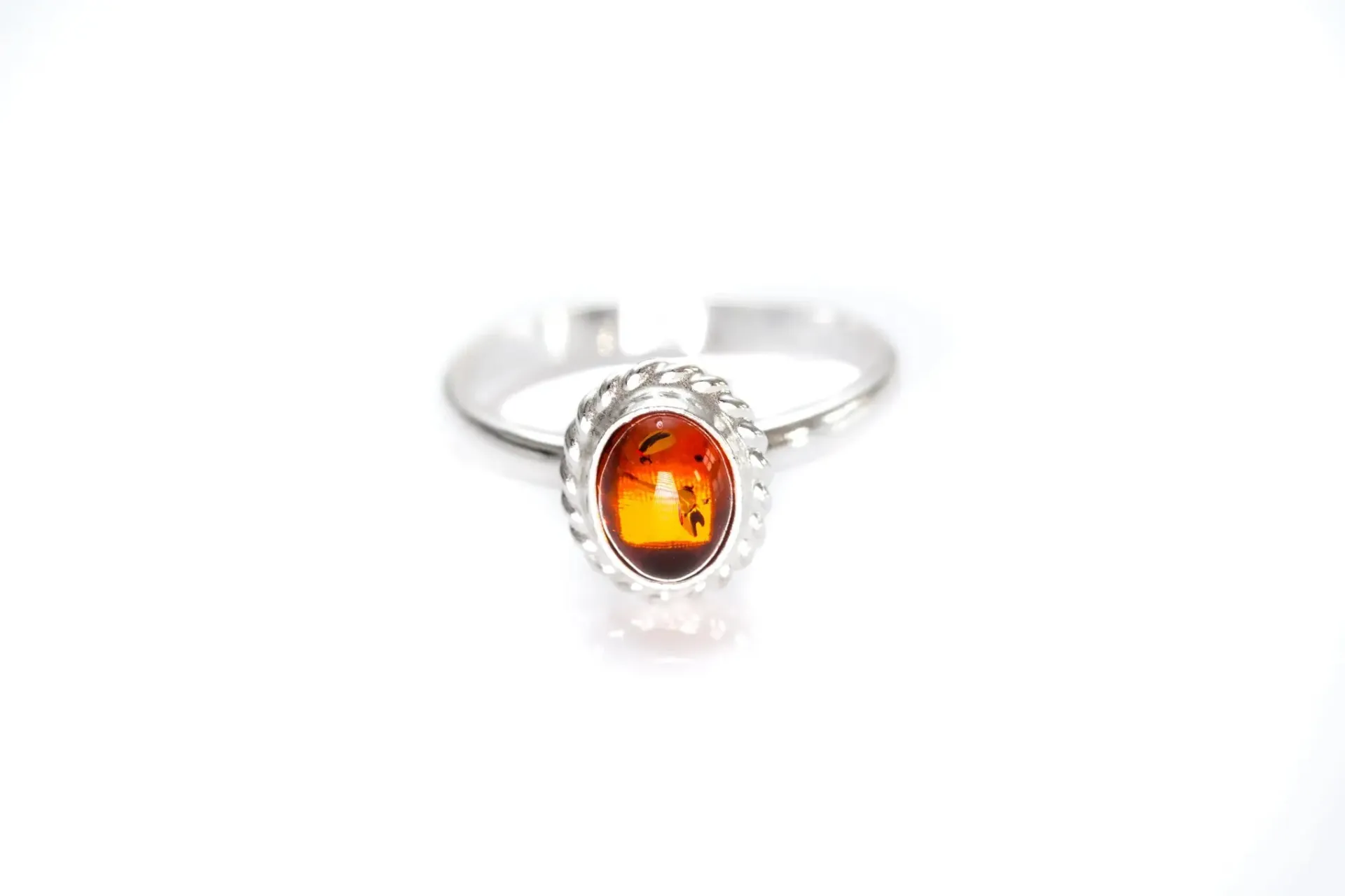 Buy Mini Amber Quintessence Ring - Classic Solitaire Ring with Fiery Amber Centrepiece