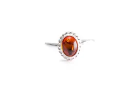 Buy Mini Amber Quintessence Ring - Classic Solitaire Ring with Fiery Amber Centrepiece