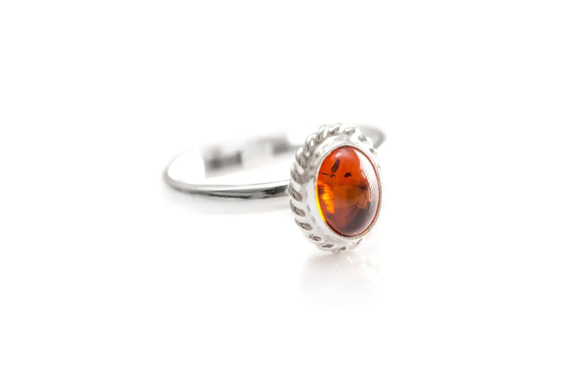 Buy Mini Amber Quintessence Ring - Classic Solitaire Ring with Fiery Amber Centrepiece