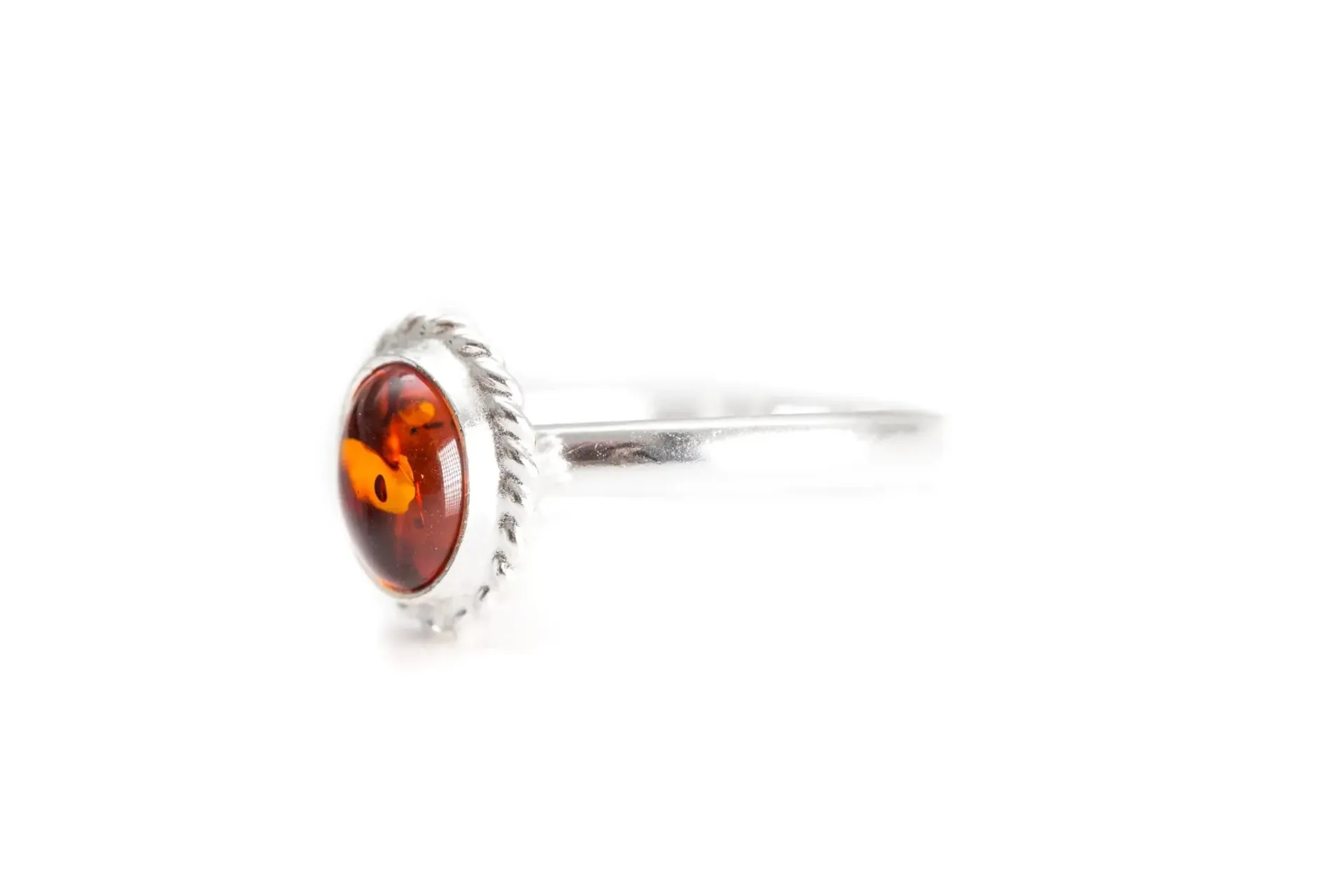 Buy Mini Amber Quintessence Ring - Classic Solitaire Ring with Fiery Amber Centrepiece