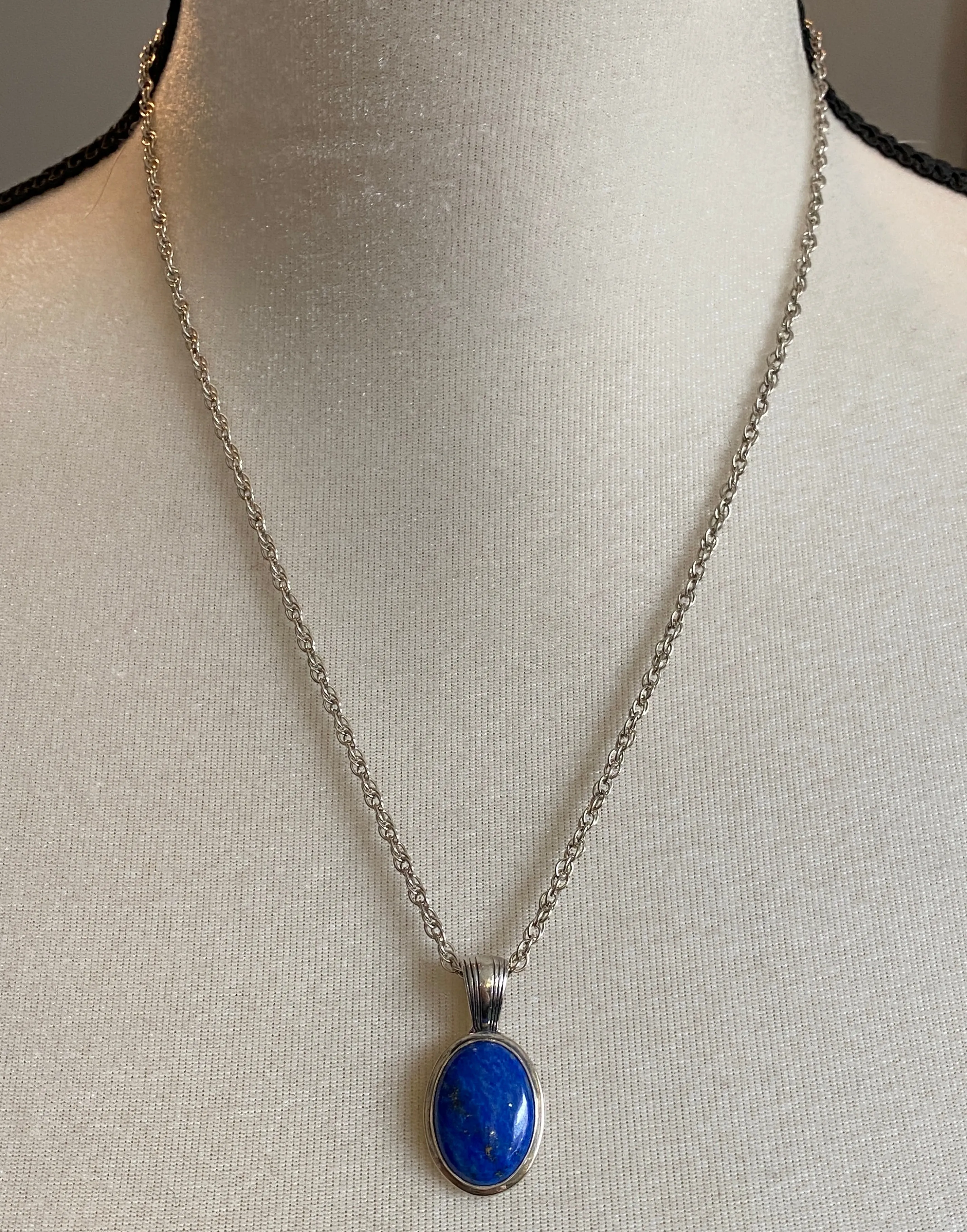 Carolyn Pollack Sterling Silver 925 Blue Lapis Reversible Pendant Necklace