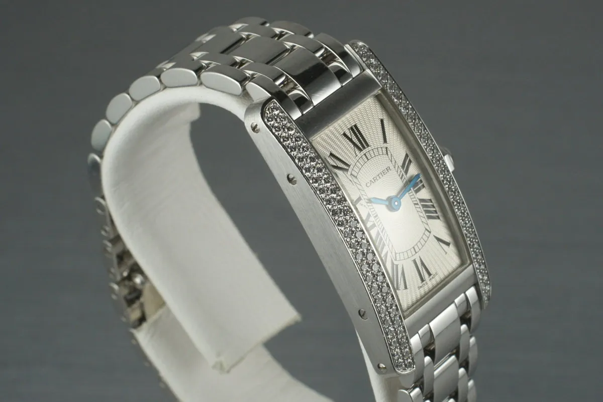 Cartier Ladies White Gold Tank Americaine WB7018L1 with Box and Service Papers