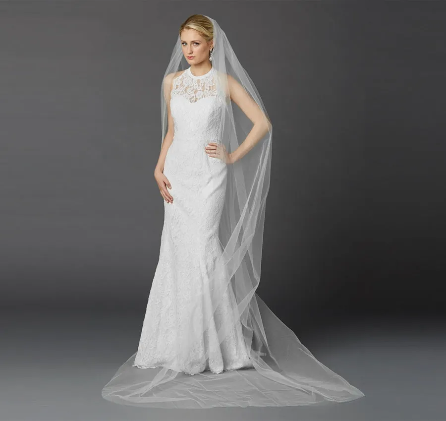 Cathedral Length One Layer Cut Edge Wedding Veil