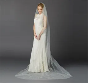 Cathedral Length One Layer Cut Edge Wedding Veil