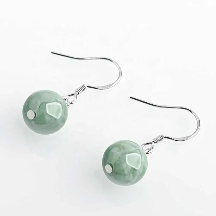 Certified Natural Jadeite Real Jade Earrings Jade teardrop earring S925 Silver Inlay, Hypoallergenic and Handcrafted Jewelry wit