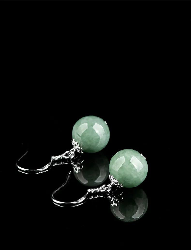 Certified Natural Jadeite Real Jade Earrings Jade teardrop earring S925 Silver Inlay, Hypoallergenic and Handcrafted Jewelry wit