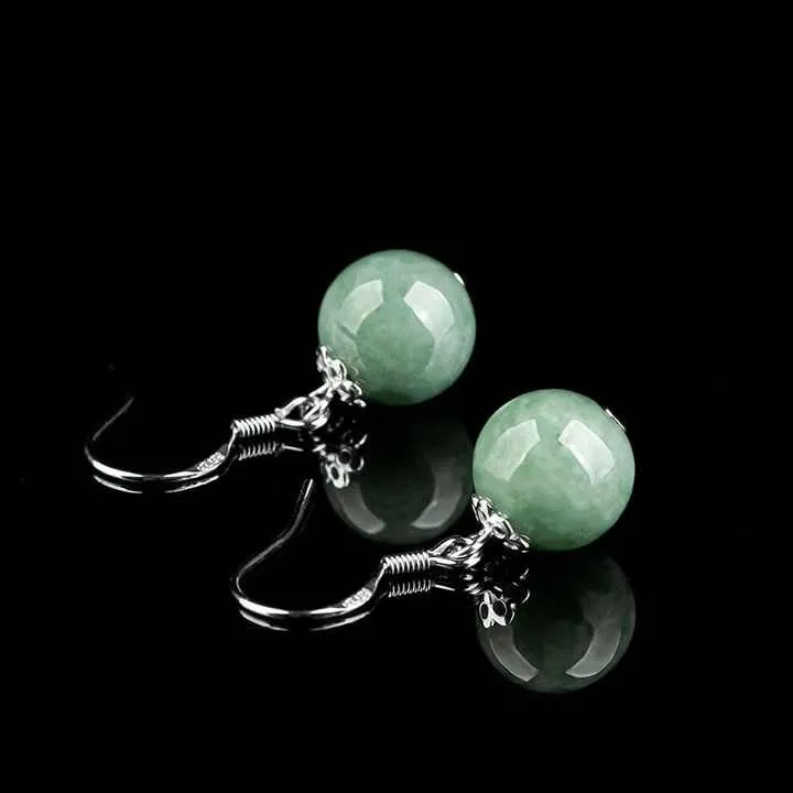 Certified Natural Jadeite Real Jade Earrings Jade teardrop earring S925 Silver Inlay, Hypoallergenic and Handcrafted Jewelry wit