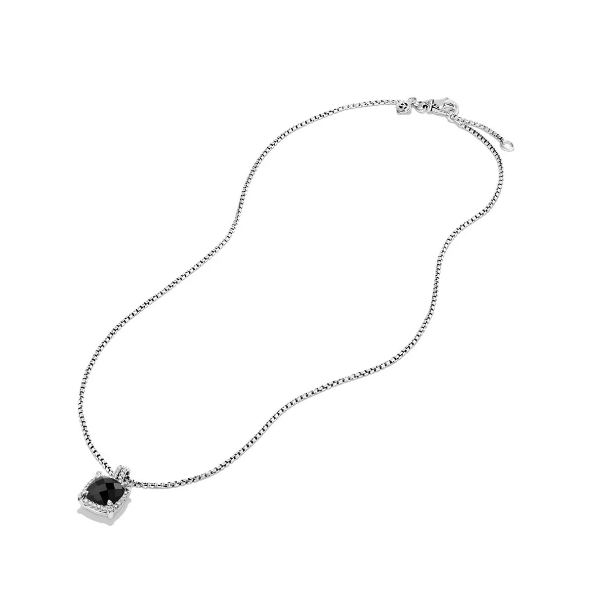 Chatelaine Pave Bezel Pendant Necklace with Black Onyx and Diamonds