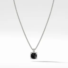 Chatelaine Pave Bezel Pendant Necklace with Black Onyx and Diamonds