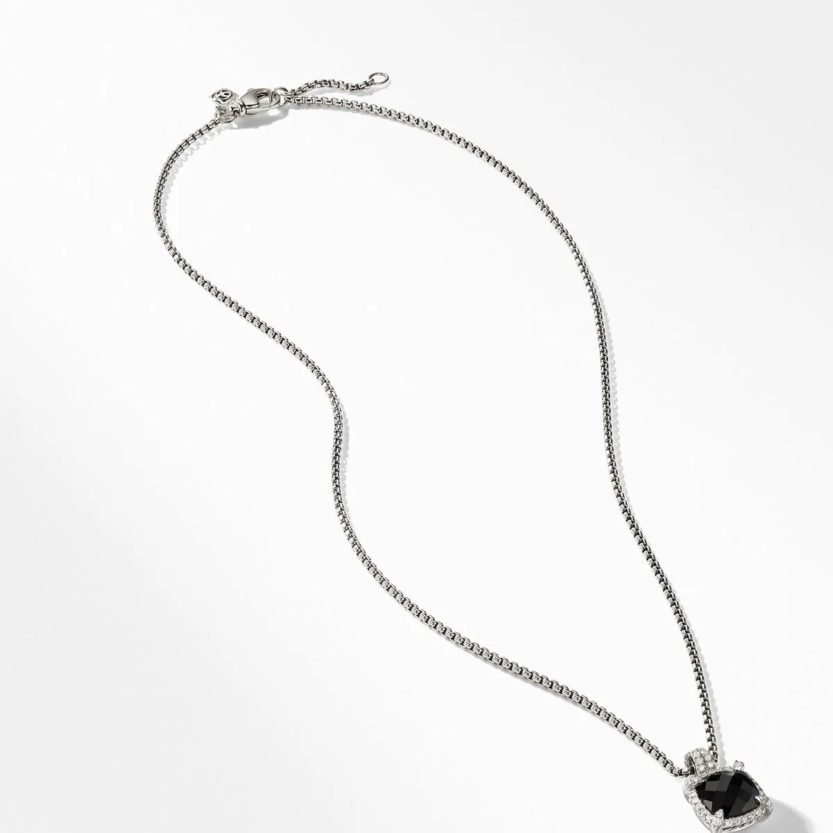 Chatelaine Pave Bezel Pendant Necklace with Black Onyx and Diamonds