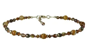 Chestnut Agate Gemstone Pearl Beaded Anklet