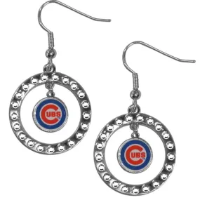 Chicago Cubs Rhinestone Hoop Earrings