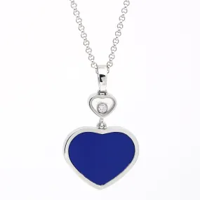 Chopard Happy Heart Pendant Necklace in 18k White Gold with Lapis Lazuli