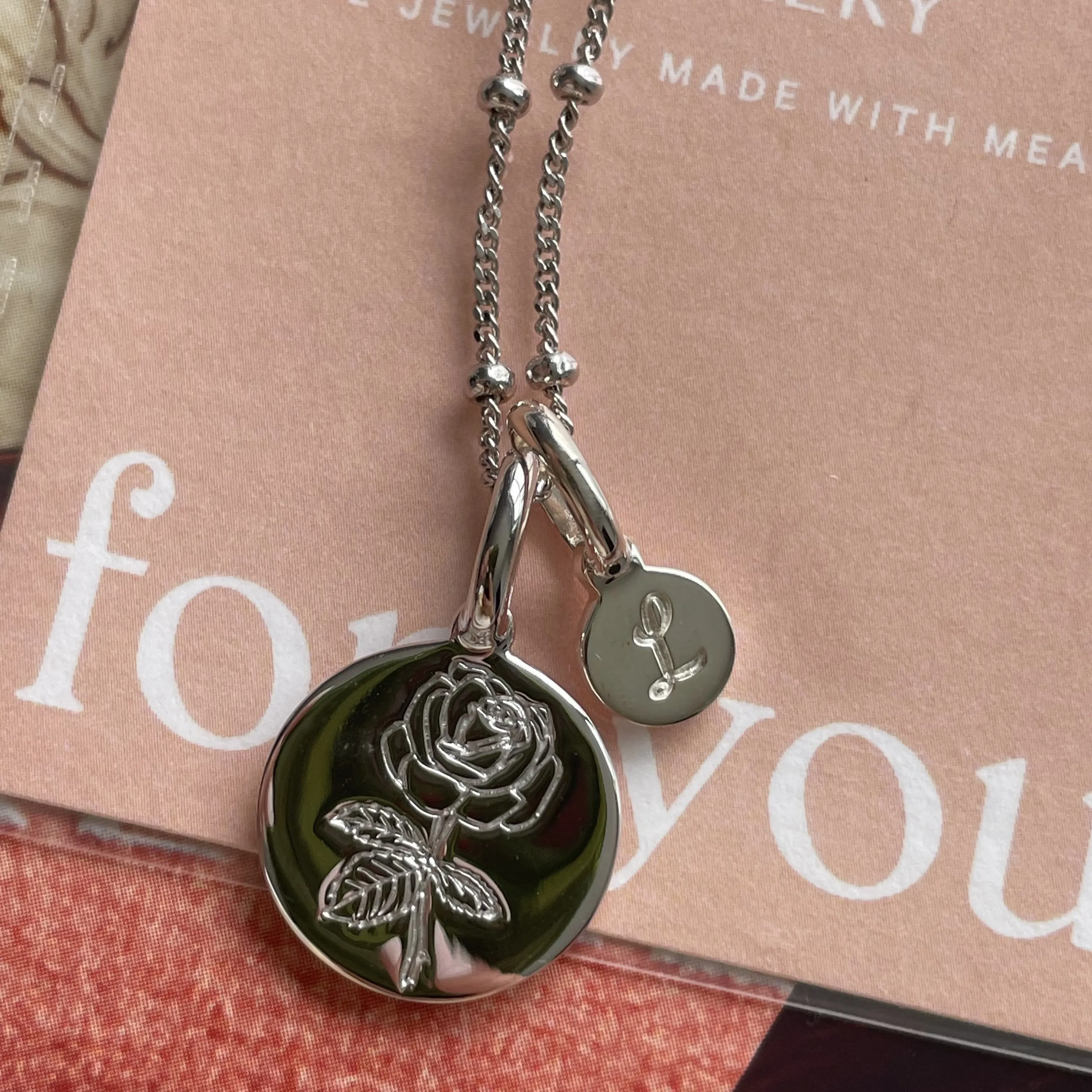 Chrysanthemum Necklace With Initial - November Flower