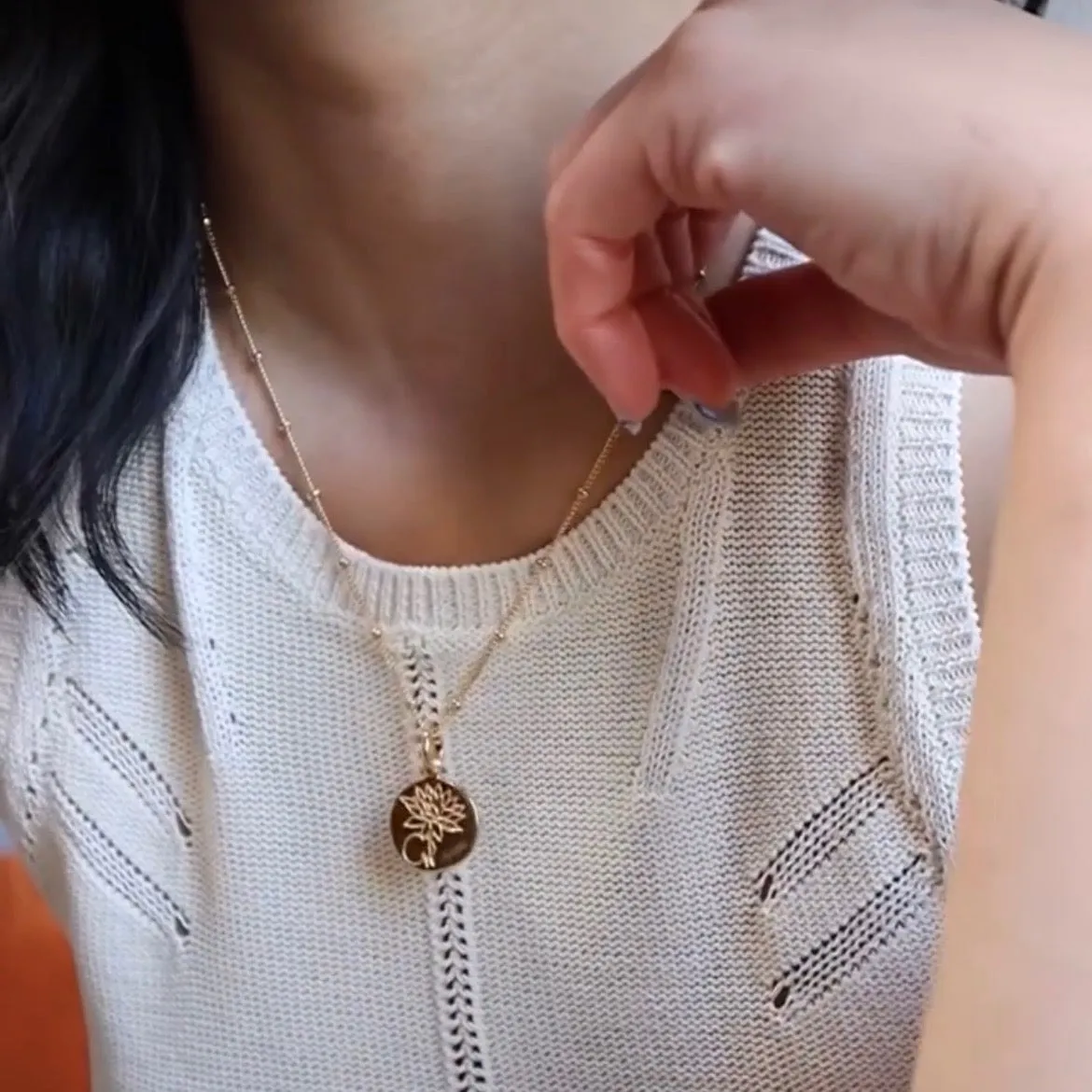 Chrysanthemum Necklace With Initial - November Flower