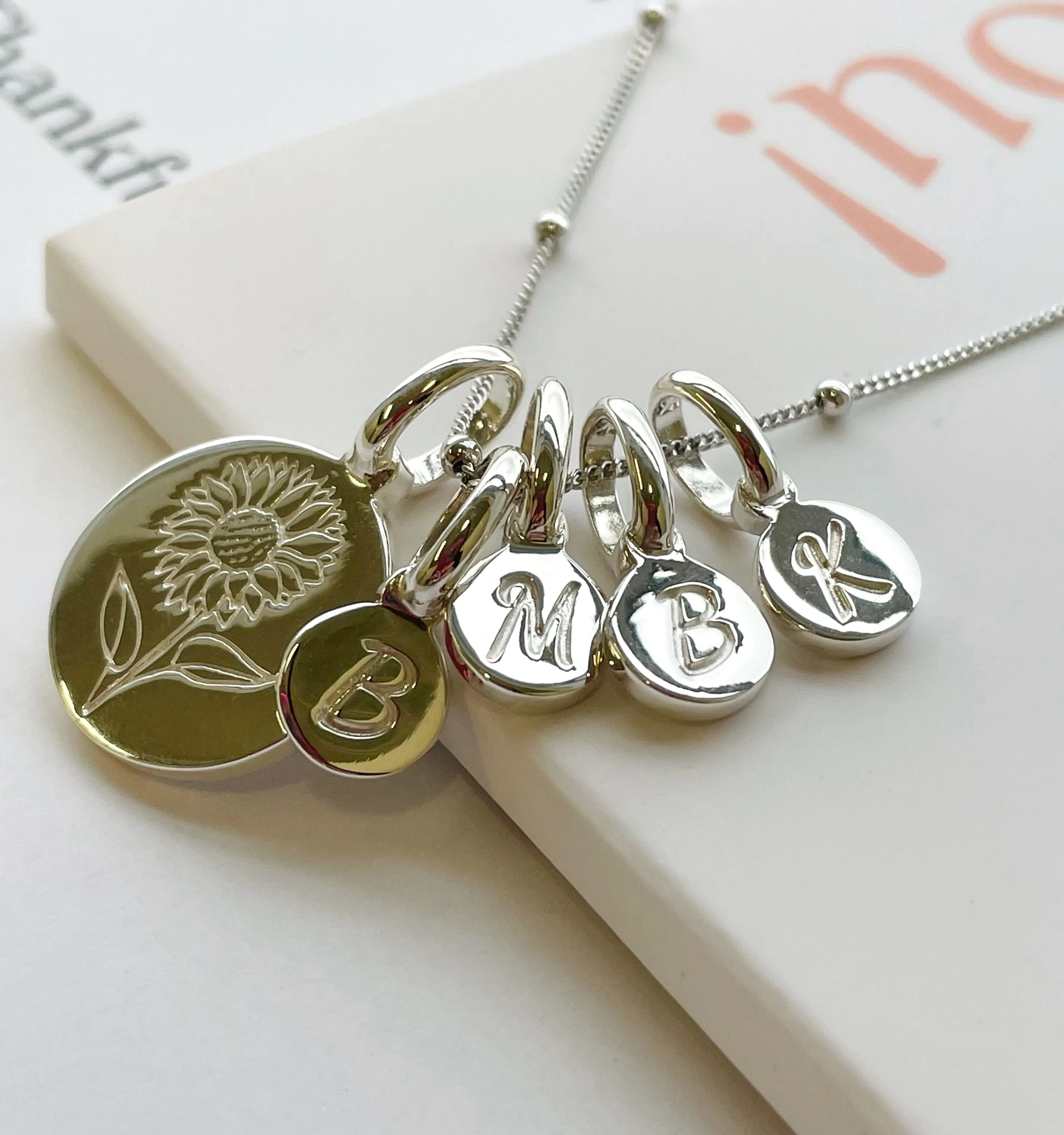 Chrysanthemum Necklace With Initial - November Flower