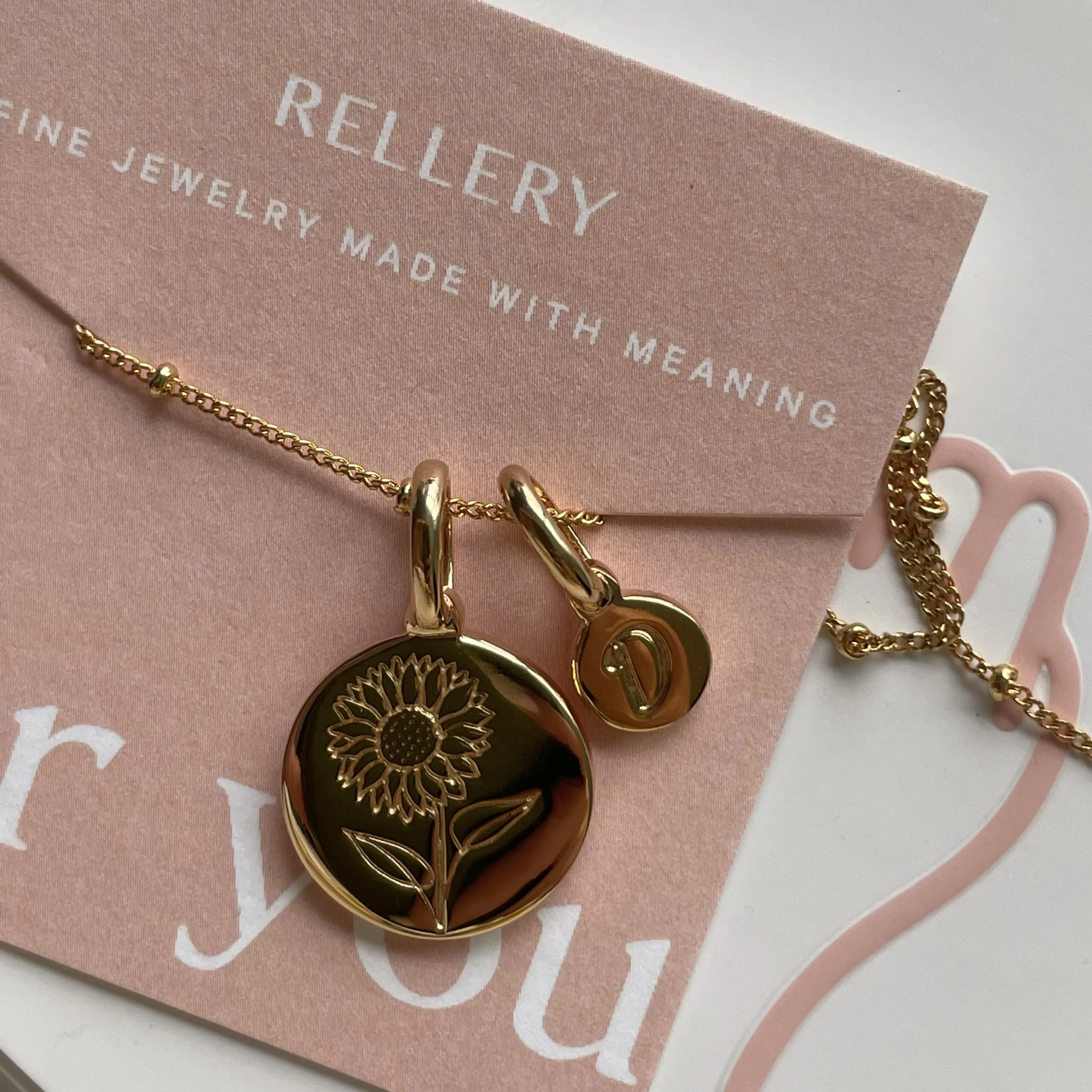 Chrysanthemum Necklace With Initial - November Flower