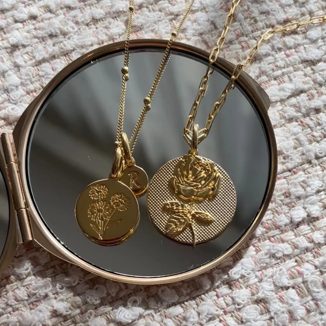 Chrysanthemum Necklace With Initial - November Flower