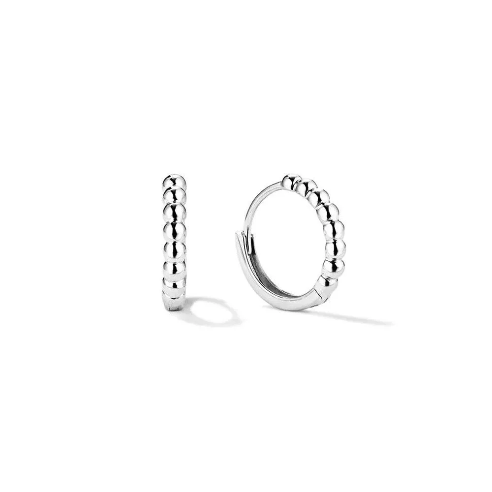 Classic Beaded Huggie Hoop Earrings