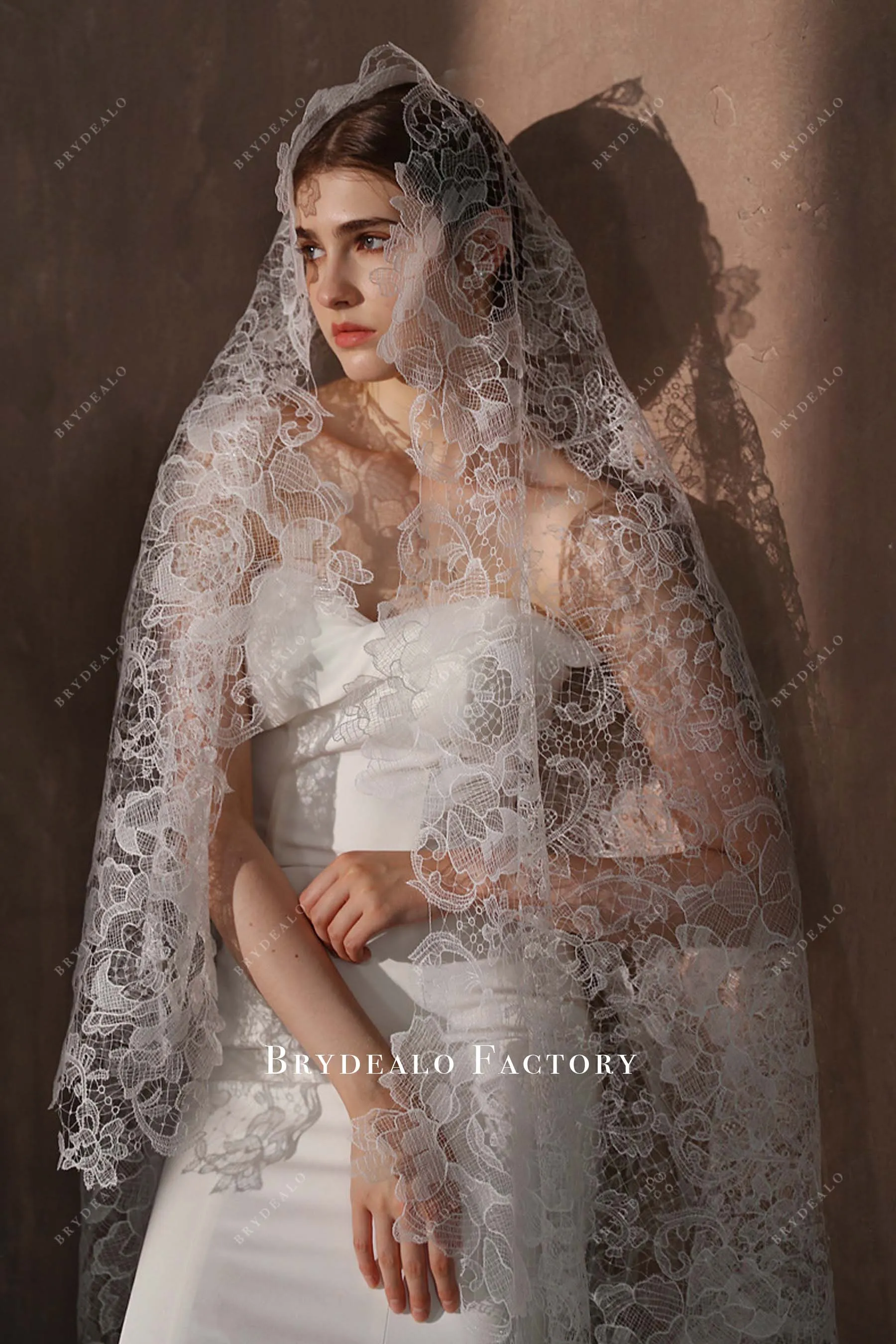 Classic Hollow Lace Single Tier Wedding Veil | Multiple Lengths