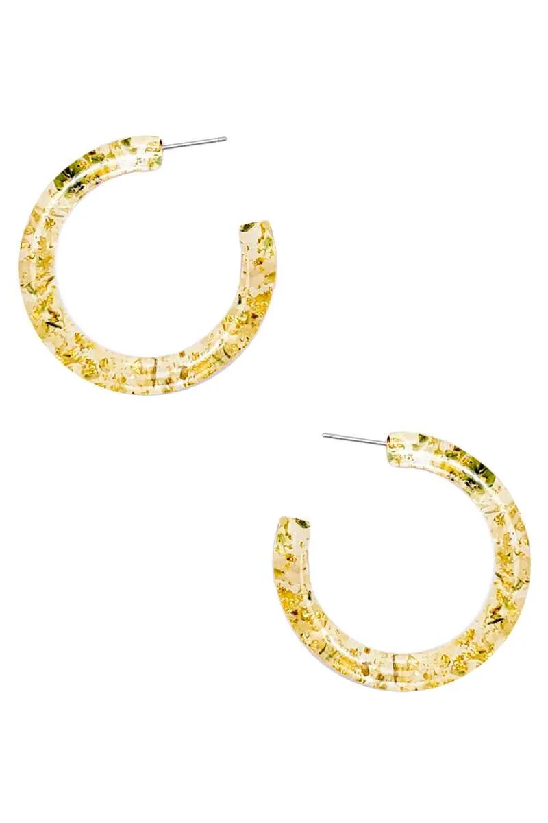 Clear Flower Hoop Earring