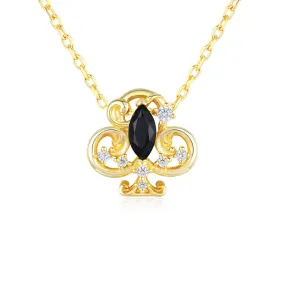 Clover Club Black Onyx Necklace (Yellow Gold)