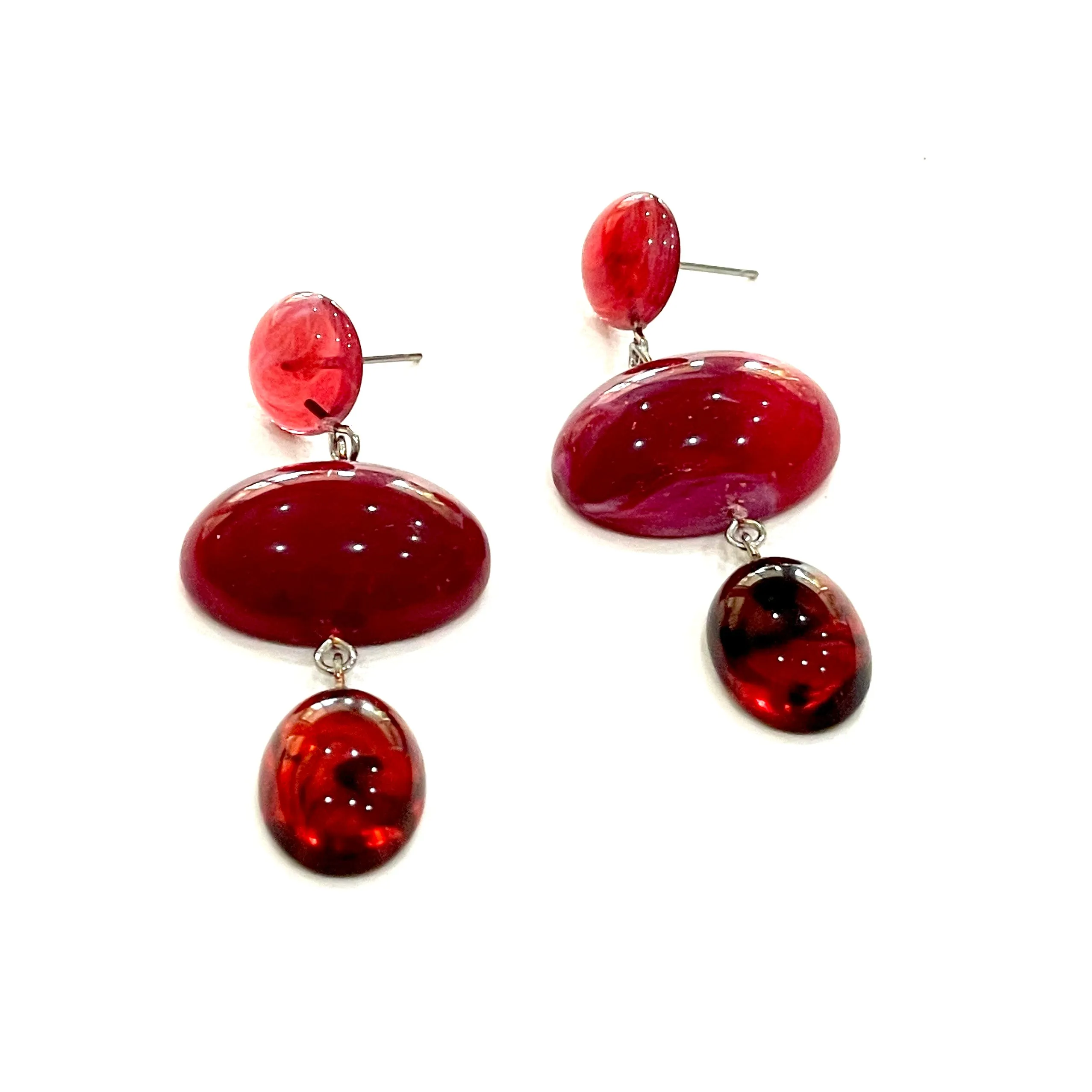 Cranberry & Marbled Red Trinket Earrings