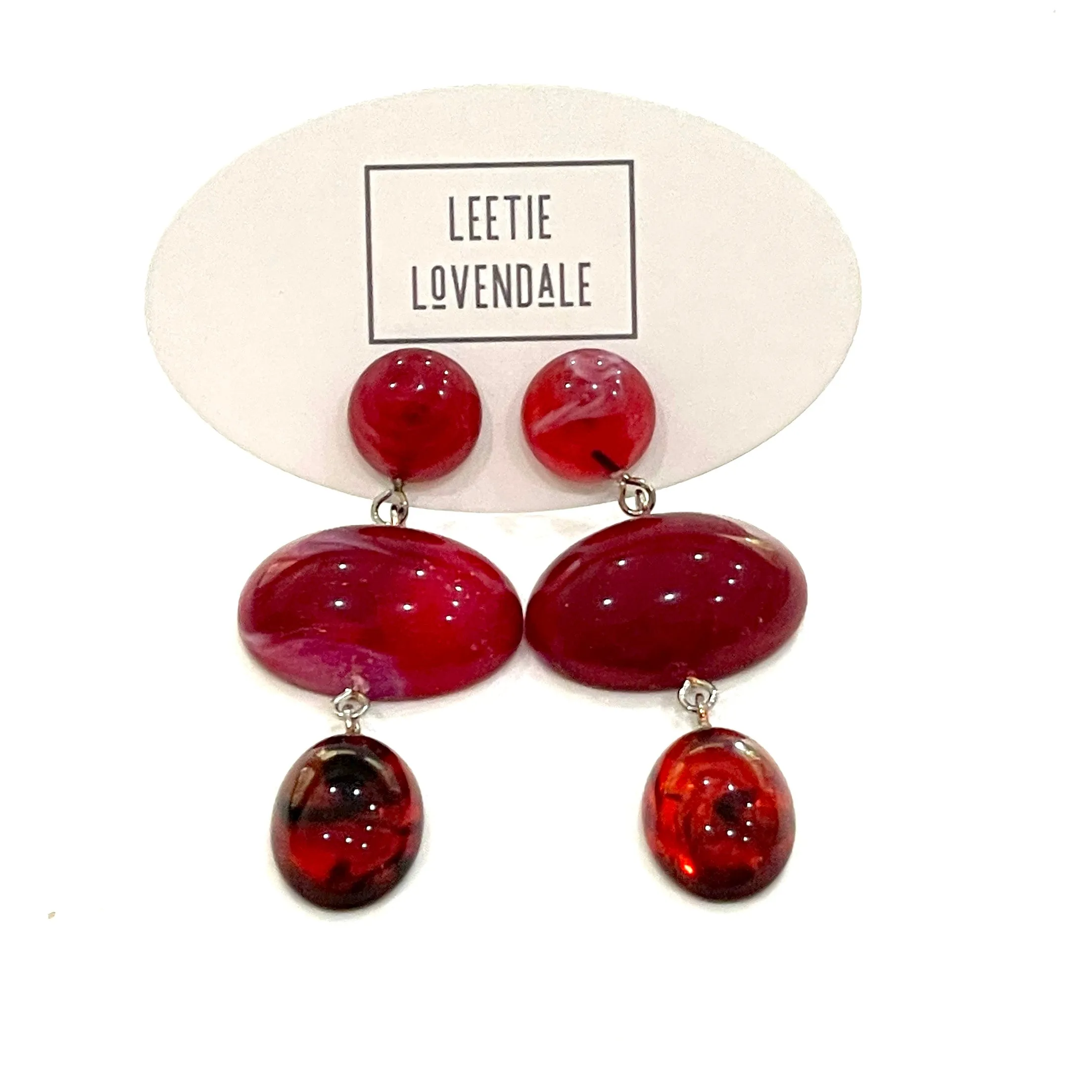 Cranberry & Marbled Red Trinket Earrings