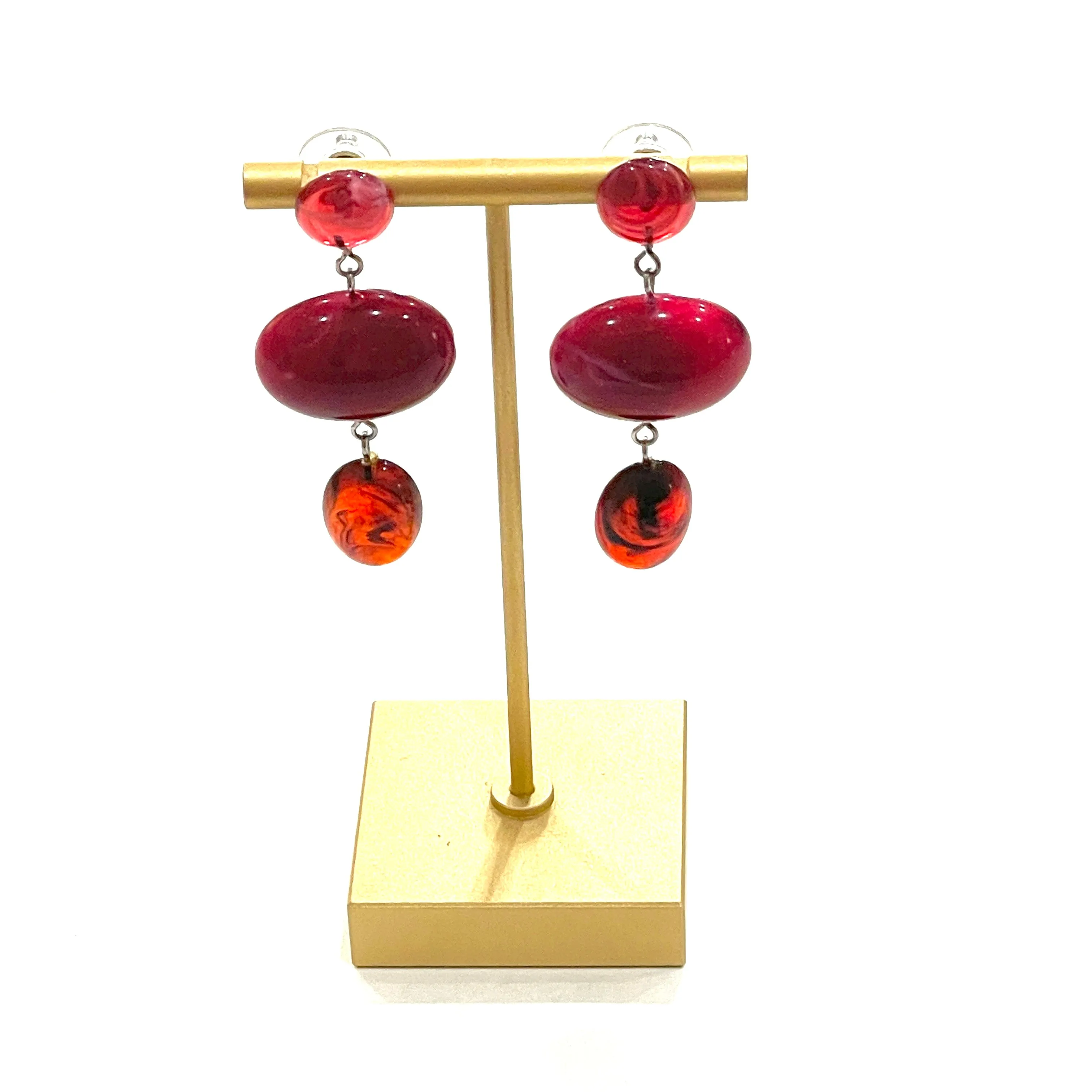 Cranberry & Marbled Red Trinket Earrings