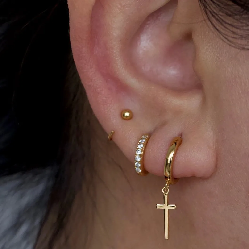 Cross Dangle Hoop Earrings